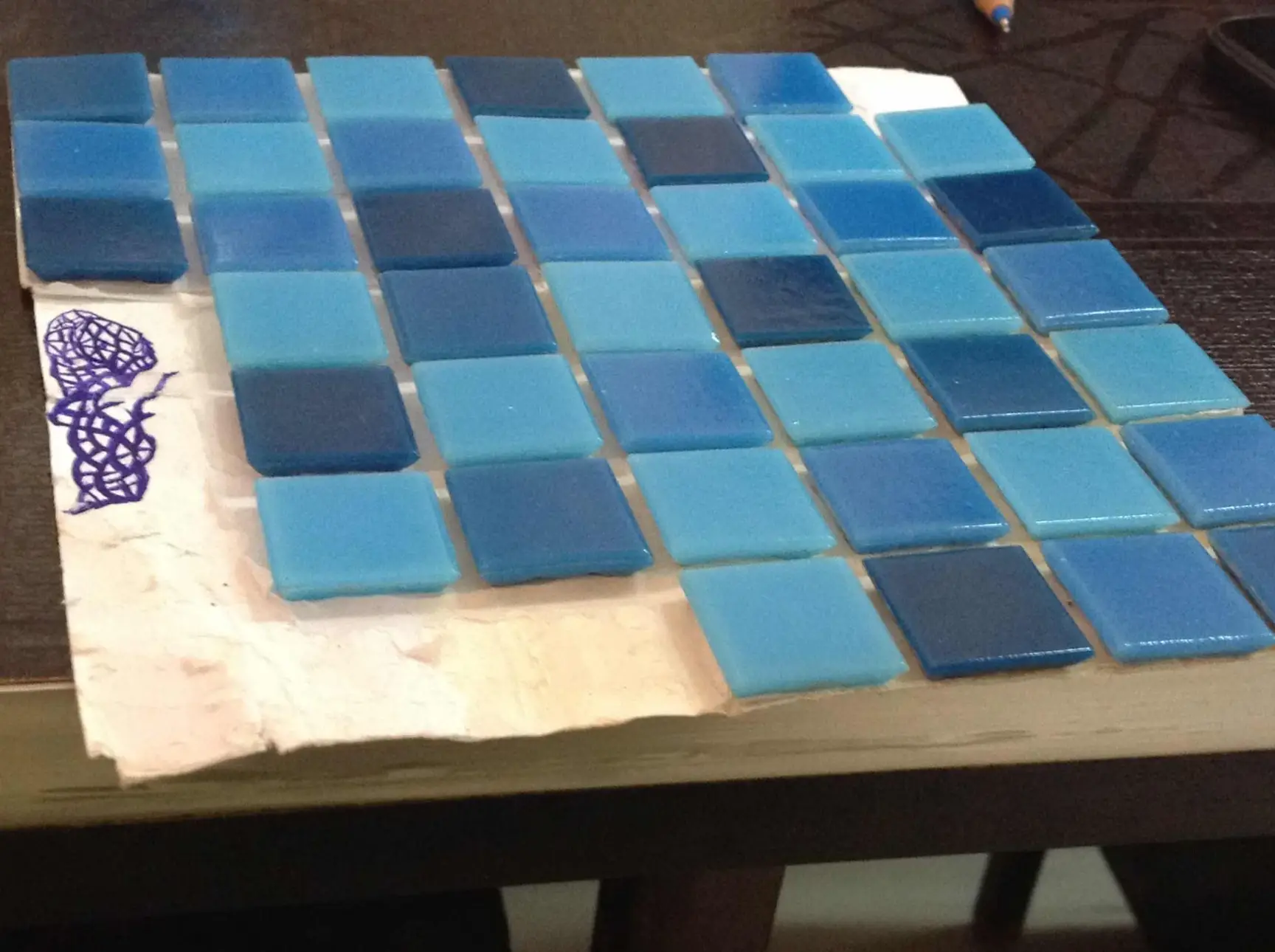 Swimming pool tile selection and finishing material sample