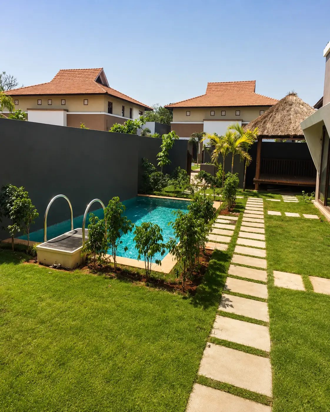 Swimming pool area and outdoor site work